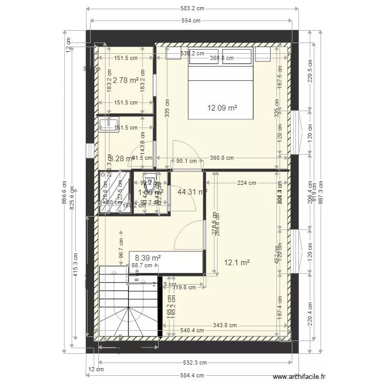 natacha surelevation 2026-12. Plan de 22  et 379 m²
