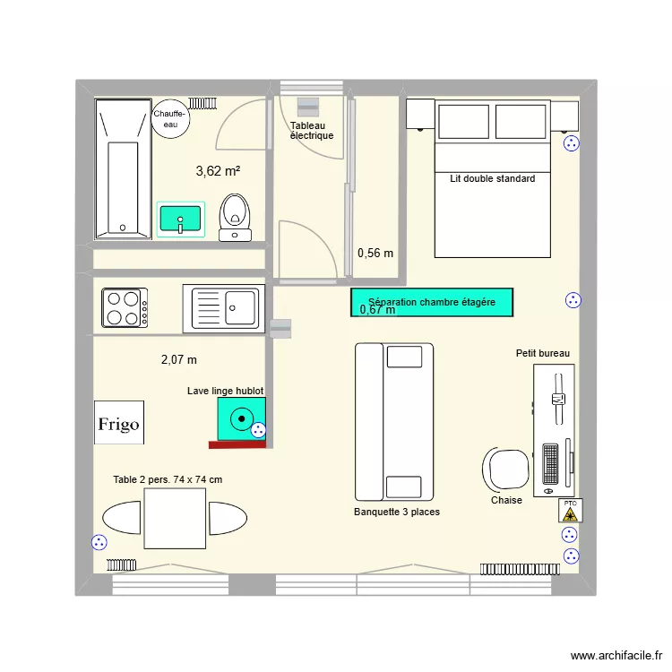 Studio PA ameublement. Plan de 6  et 32 m²