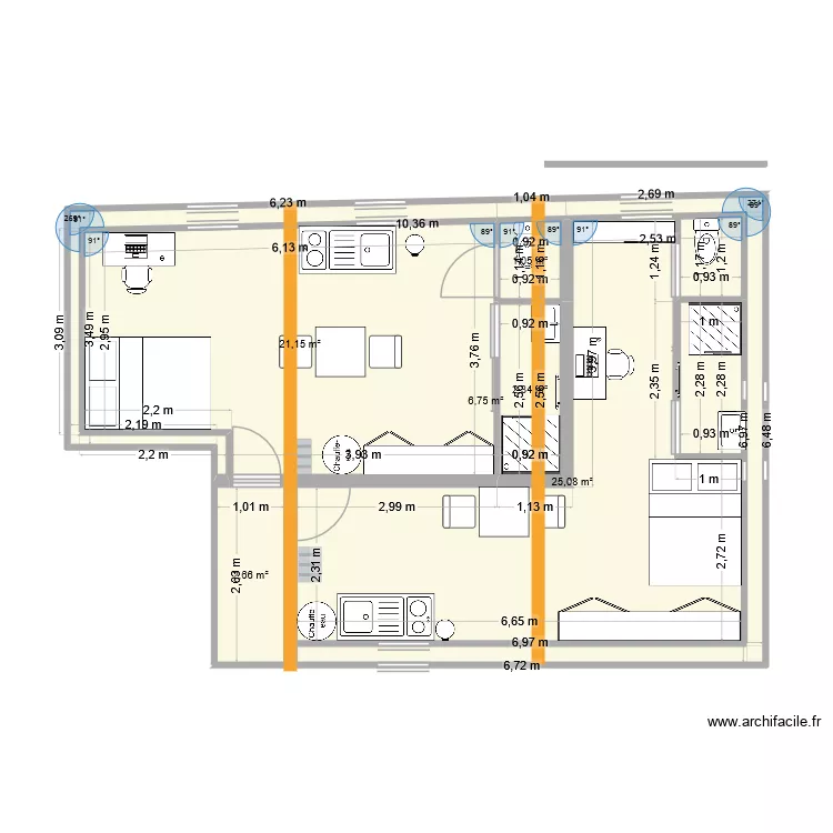 Plan_apaprt_grenier_2. Plan de 6  et 59 m²
