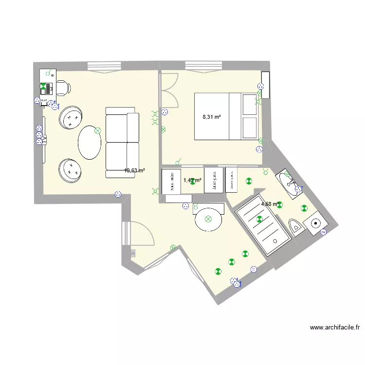 Casimir 1901 am&eacute;nagement elec. Plan de 4  et 34 m²