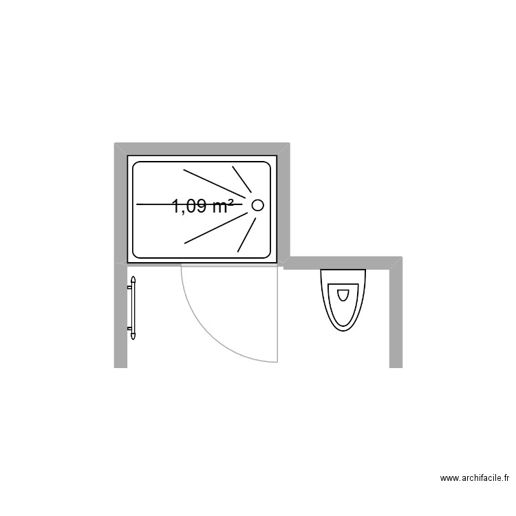 SDB V&N. Plan de 1 pièce et 1 m2