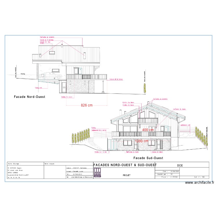 Façades Ouest Cotées. Plan de 0 pièce et 0 m2