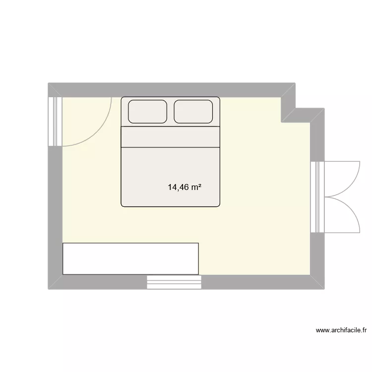 chambre amelle. Plan de 1  et 14 m²