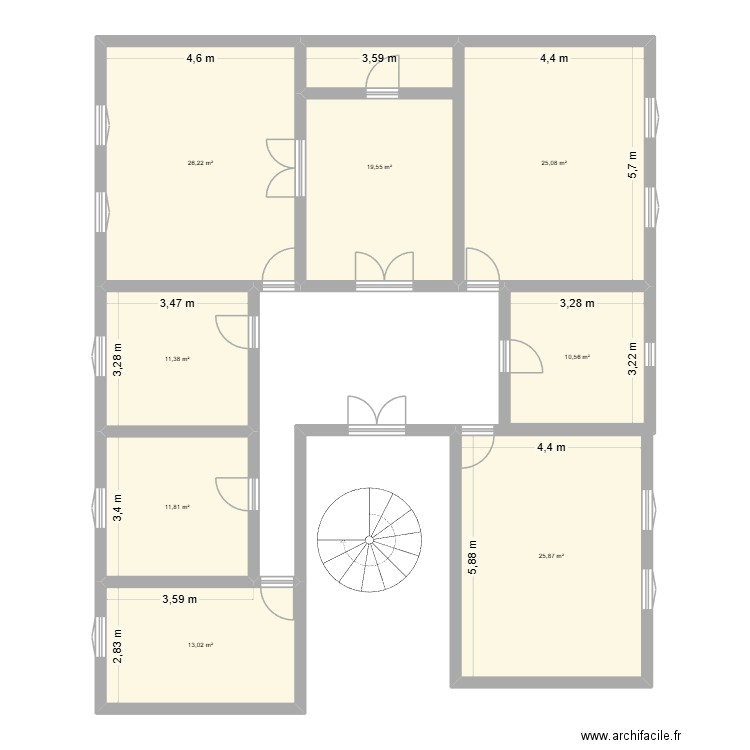 alencon. Plan de 8 pièces et 143 m2