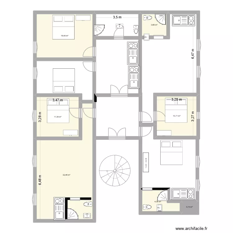 alencon. Plan de 7  et 80 m²