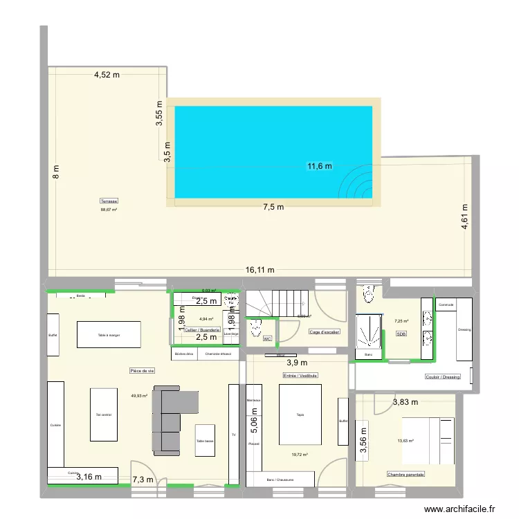 Plan mis &agrave; jour Moncrabeau. Plan de 13 pièces et 293 m²