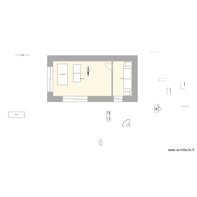 Corfou_out. Plan de 2 pièces et 39 m2