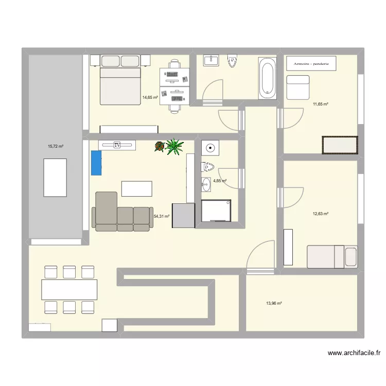 appart v2. Plan de 7 Pièces et 128 m² appart v2. Plan de 7 Pièces et 128 m²