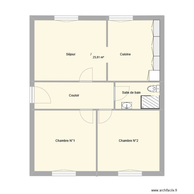 logement Vercel. Plan de 5 pièces et 58 m2