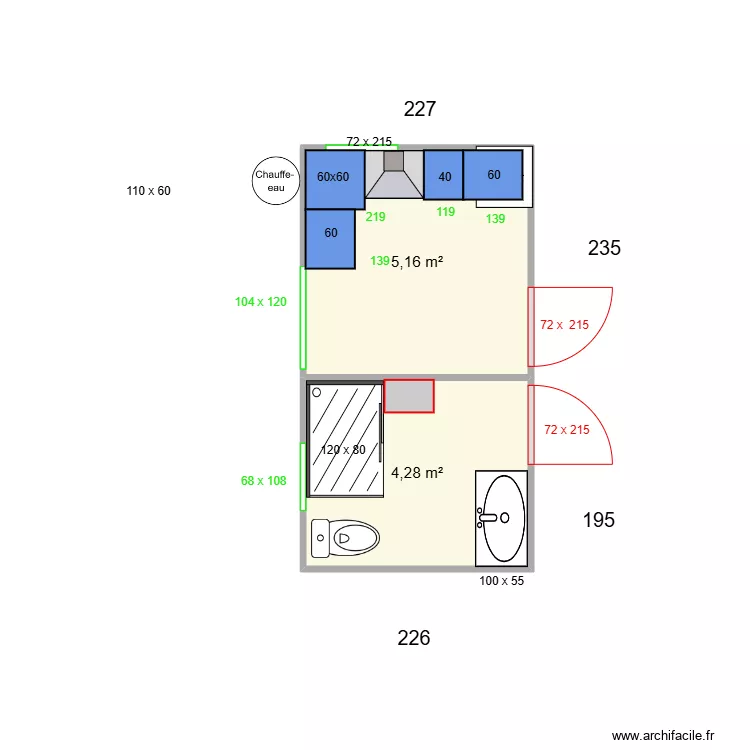 cuisine haut. Plan de 