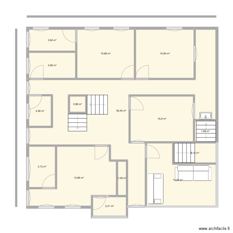 MAISON BIKONDO ETAGE1. Plan de 15 pièces et 122 m2