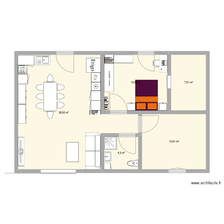 olsar. Plan de 5 pièces et 78 m2