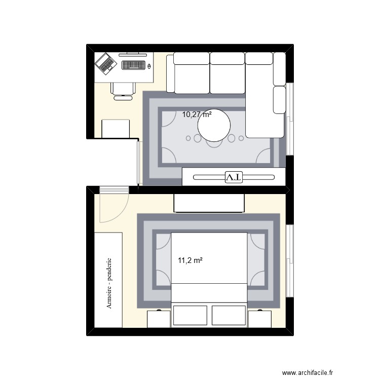 Test 3. Plan de 2 pièces et 21 m2