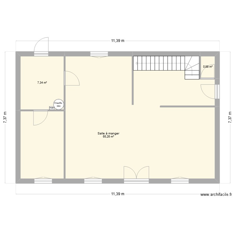 CHARRY RDC. Plan de 3 pièces et 74 m2