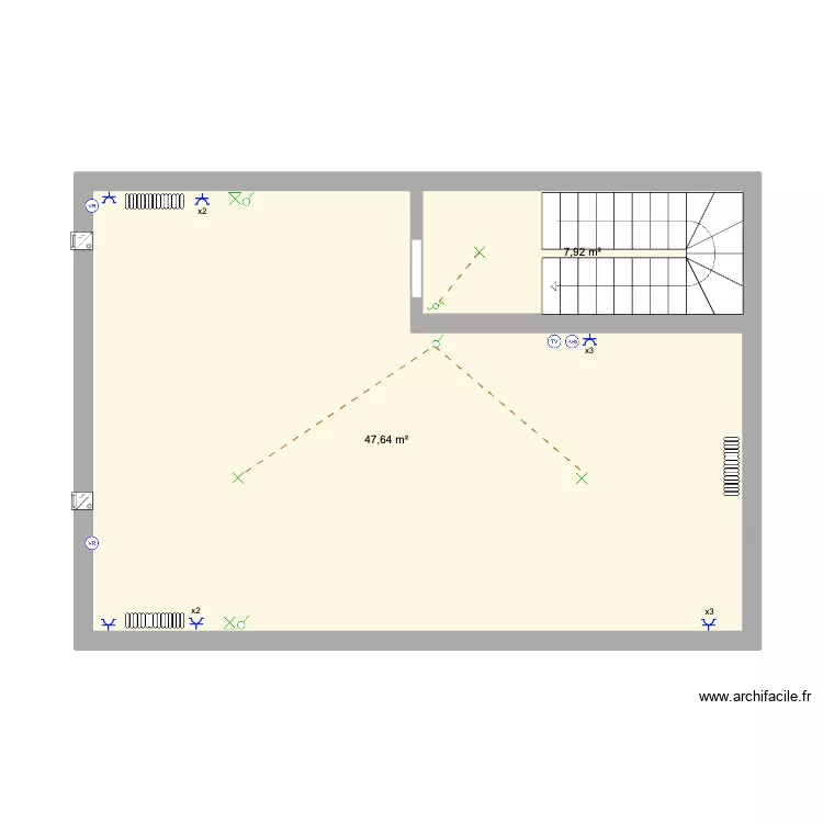Grenier - TO BE. Plan de 2 et 56 m² Grenier - TO BE. Plan de 2 et 56 m²