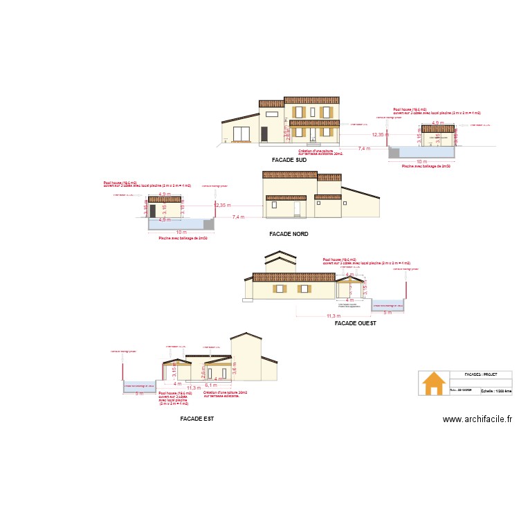DT : PLAN DE COUPE PROJET. Plan de 0 pièce et 0 m2