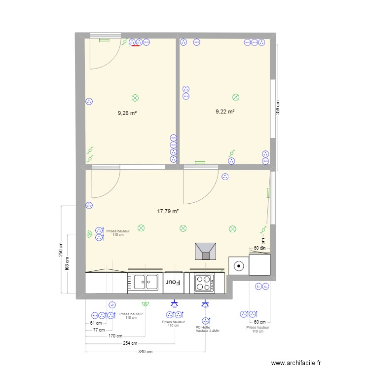 Ancien magasin Christophe ELEC. Plan de 3 pièces et 36 m2