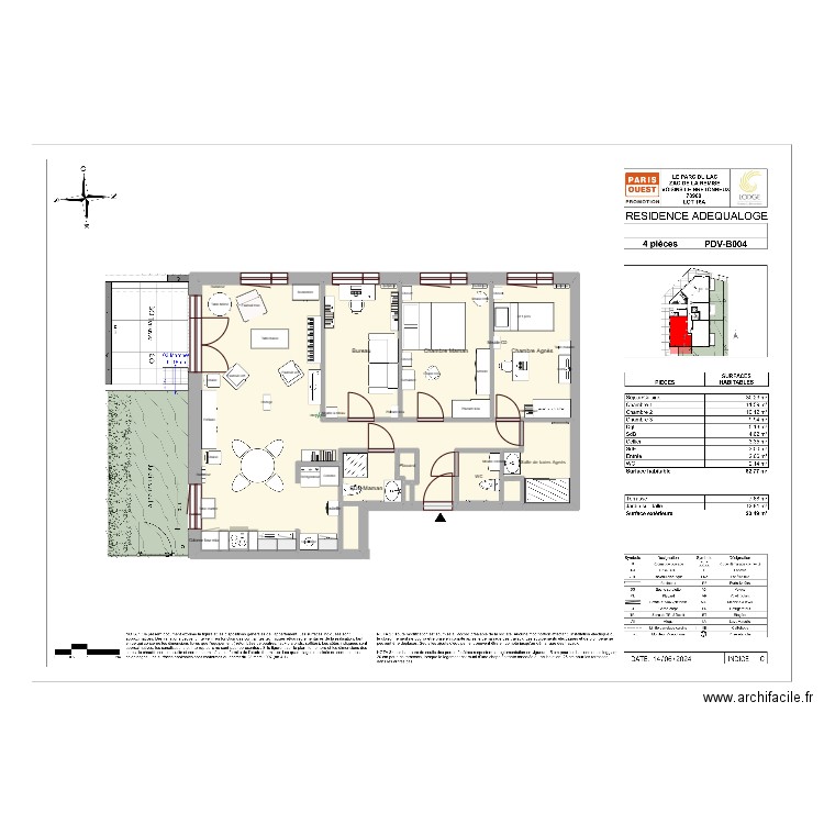 Voisins V2. Plan de 10 pièces et 82 m2