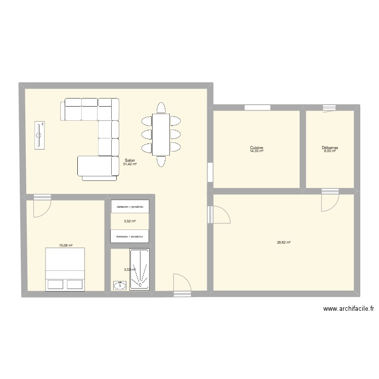 Maison. Plan de 7 pièces et 125 m2