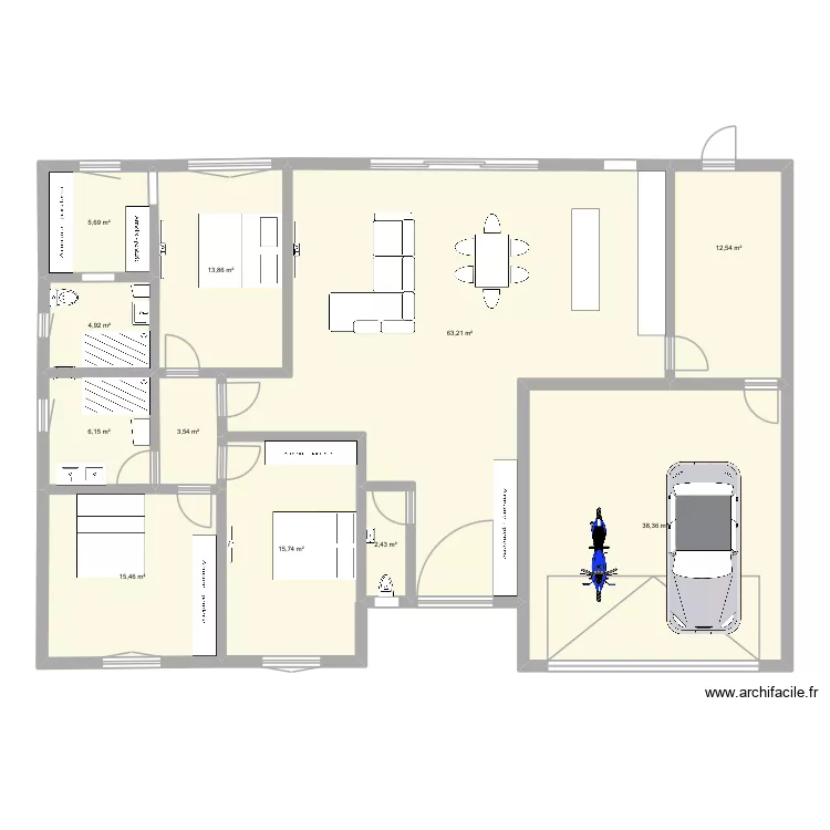 Maison. Plan de 11  et 182 m²