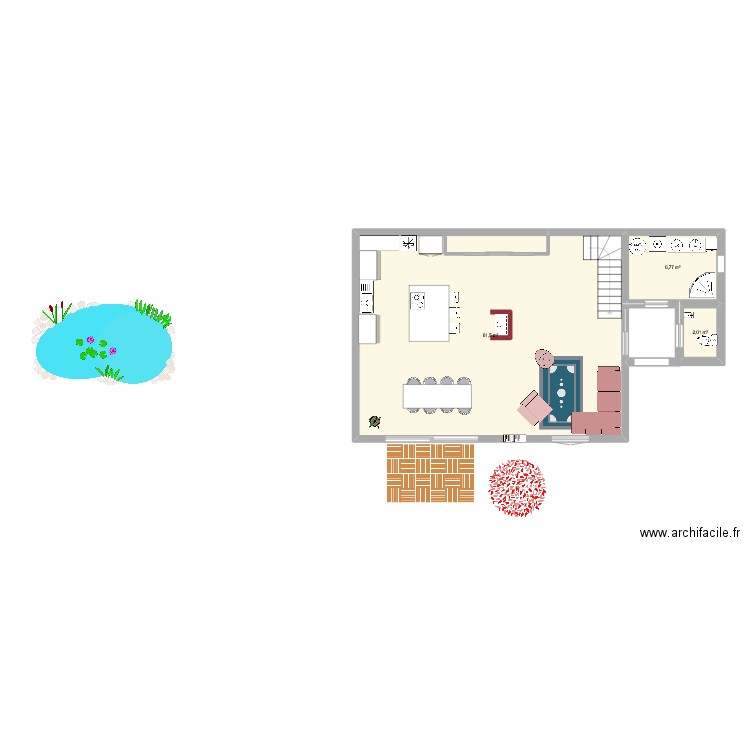 version Adèle. Plan de 3 pièces et 70 m2