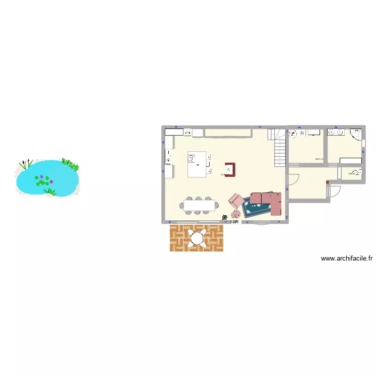 version Ad&egrave;le. Plan de 3  et 86 m²