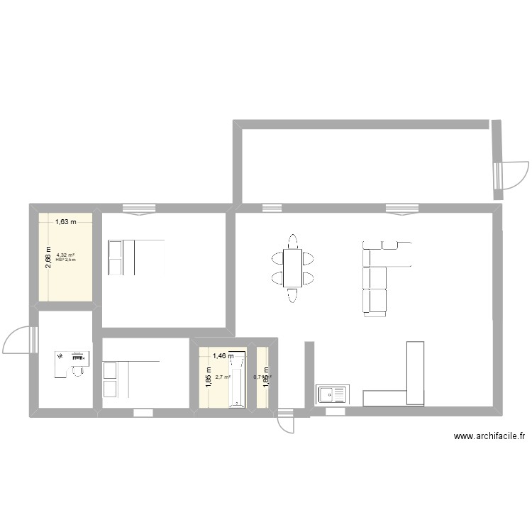 morlaas. Plan de 3 pièces et 8 m2