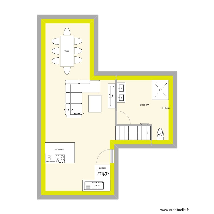 MEZON. Plan de 4 pièces et 46 m2