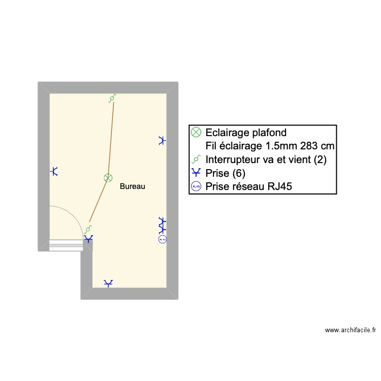 Bureau plan électrique. Plan de 1 pièce et 11 m2
