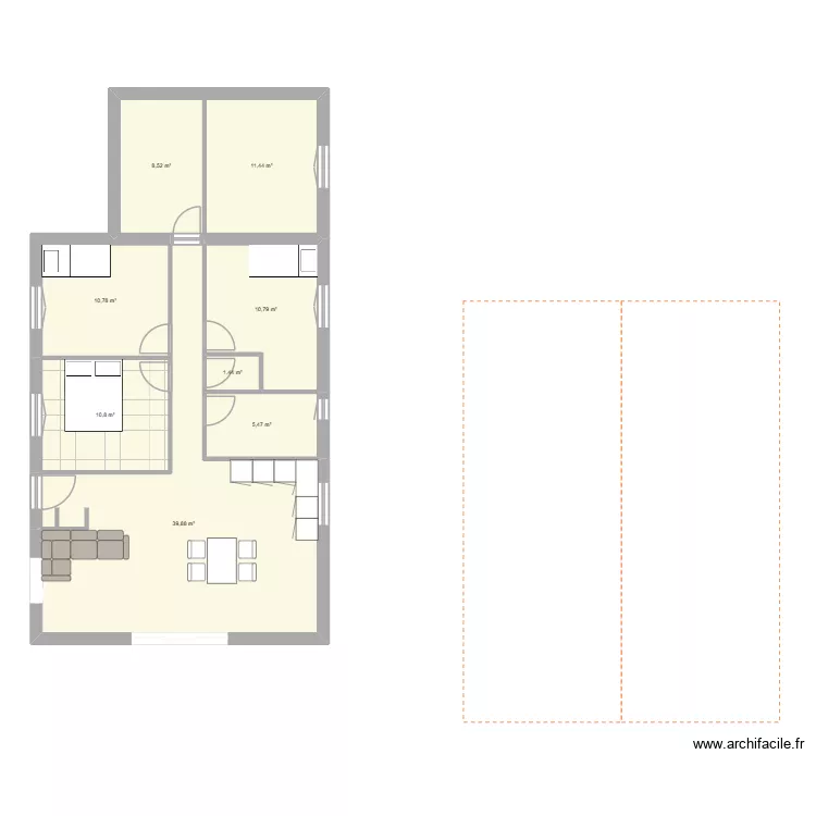 maison. Plan de 8  et 99 m²