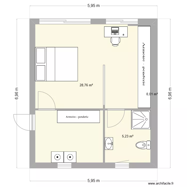GARAGE. Plan de 3  et 34 m²