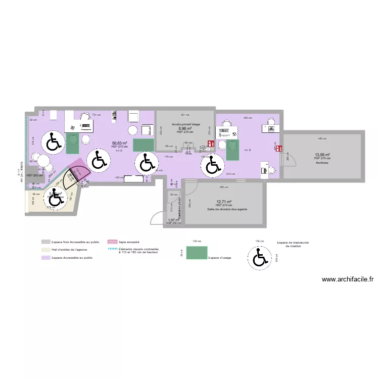 NESTENN CHALONNES SUR LOIRE ESPACE D'USAGE ET ESPACE DE MANOEUVRE DE ROTATION. Plan de 7  et 100 m²