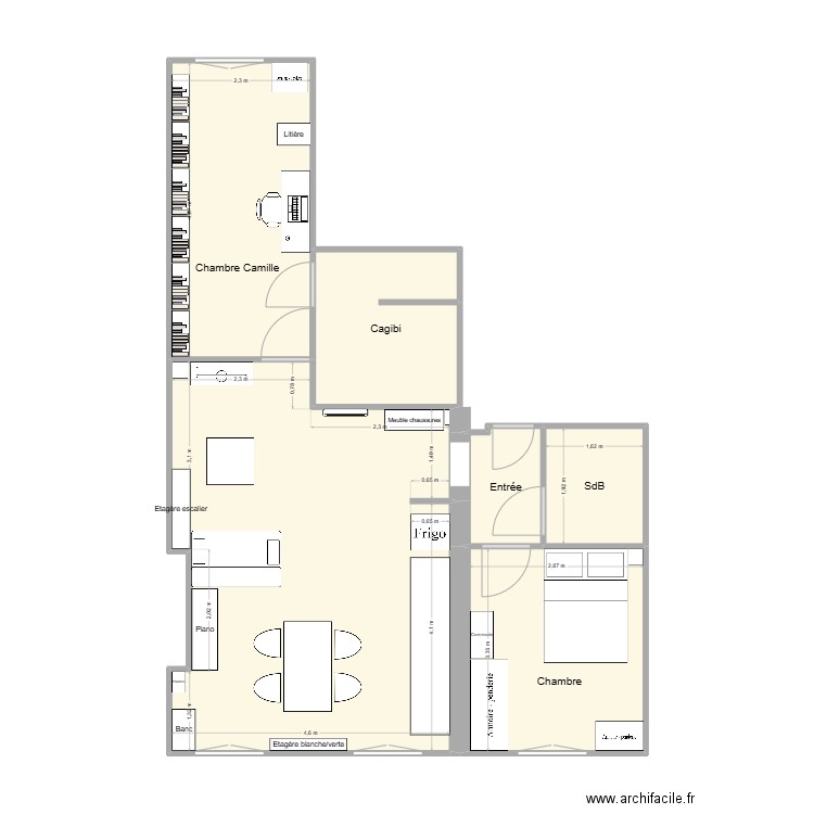 Home2. Plan de 6 pièces et 59 m2