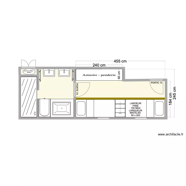 DORTOIR. Plan de 3 Pièces et 16 m² DORTOIR. Plan de 3 Pièces et 16 m²