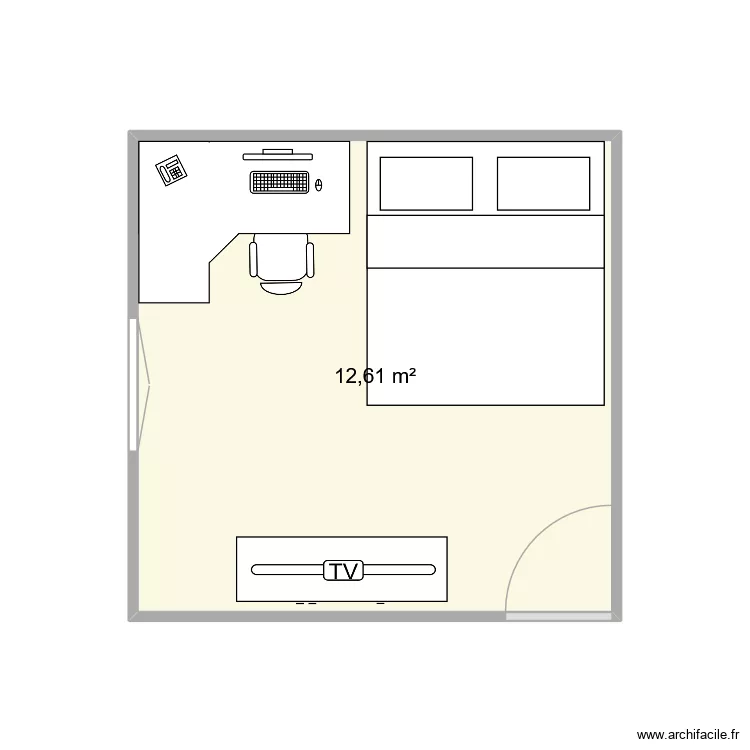 CHBRE JUAN. Plan de 1  et 13 m²