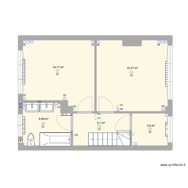 1er. Plan de 9 pièces et 45 m2