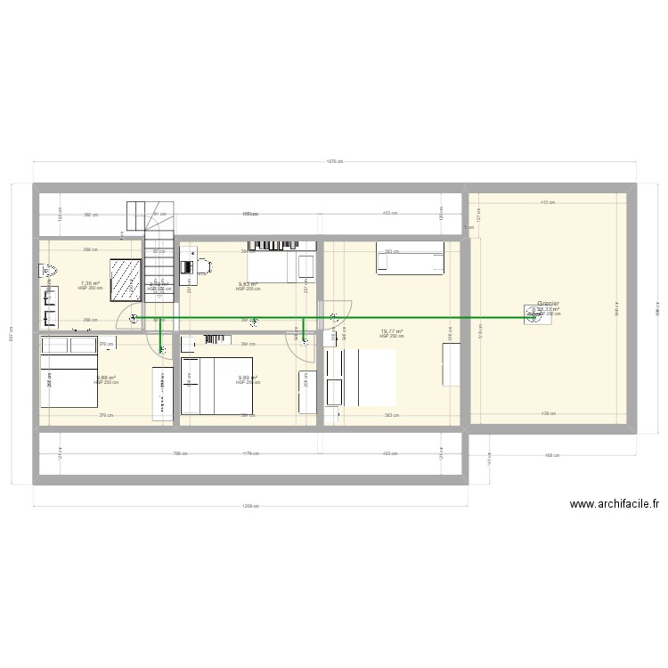 ETAGE V2 CHAUFFAGE. Plan de 7 pièces et 87 m2