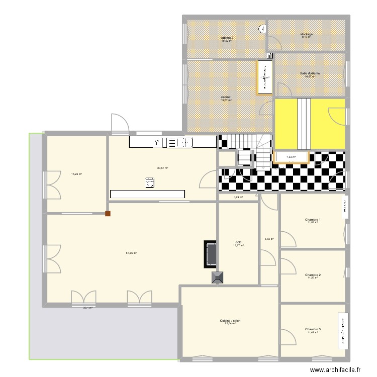 maison girardel test aménagement 2. Plan de 39 pièces et 988 m2