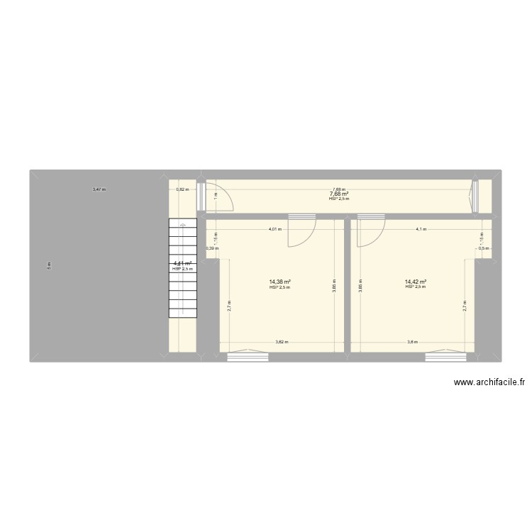 Vaumort projet R+1 existent. Plan de 8 pièces et 60 m2