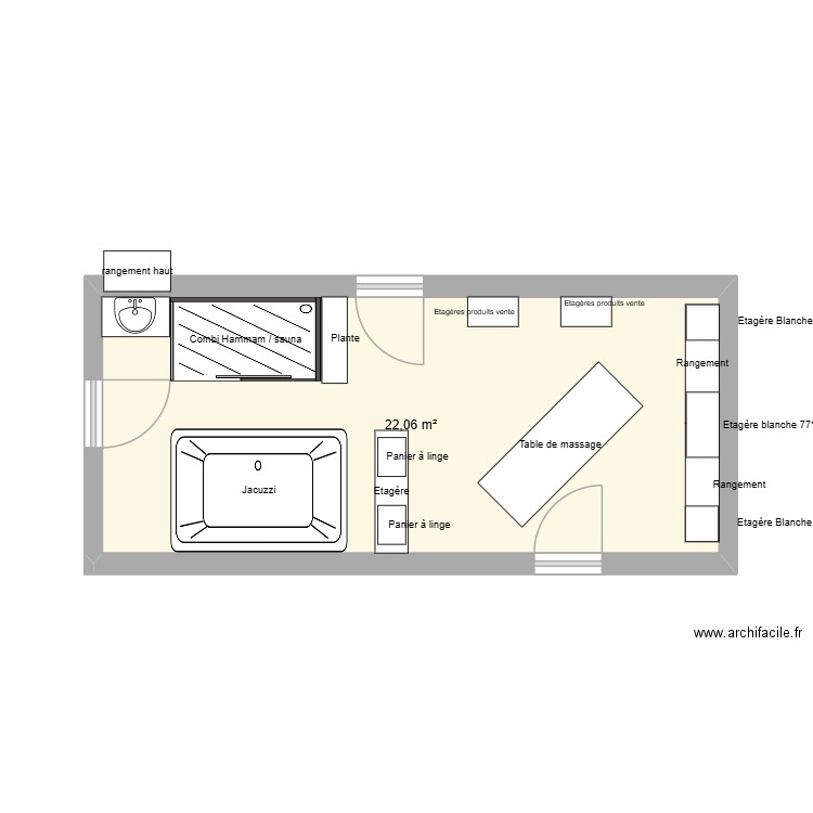 L'essence des Soins. Plan de 1 pièce et 22 m2