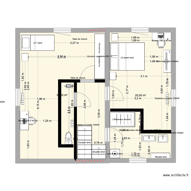 Seyssinet 2. Plan de 2 pièces et 58 m2