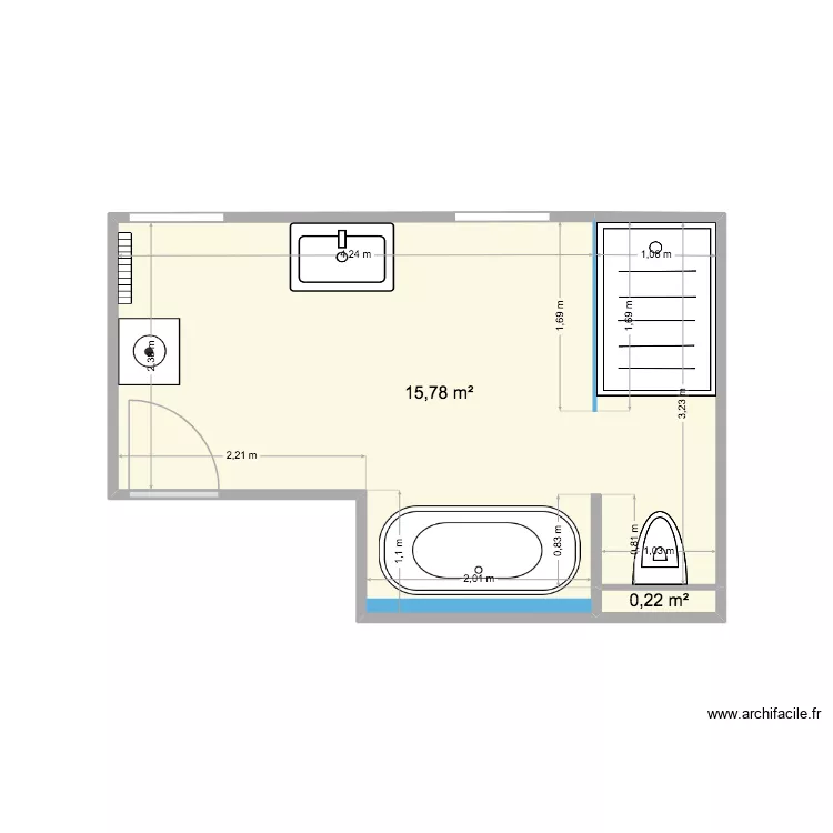Future SDB. Plan de 2  et 16 m²