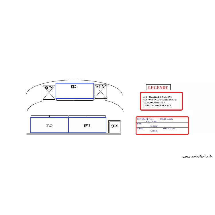 PLAN GOMIS COMPTOIR BAR. Plan de 