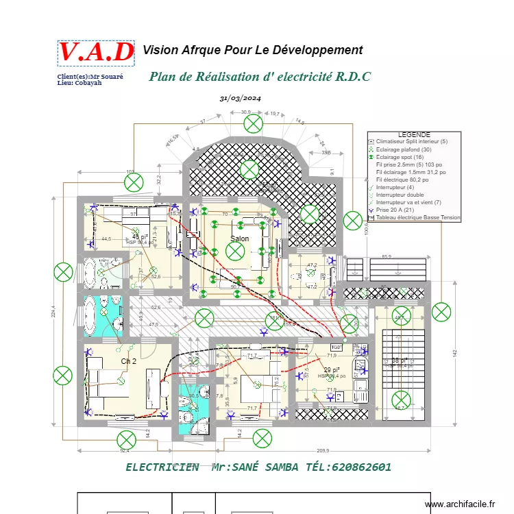ELECTRICITE SOUARE 9. Plan de 