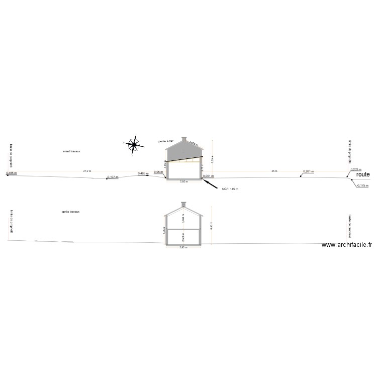 plan de coupe. Plan de 0 pièce et 0 m2