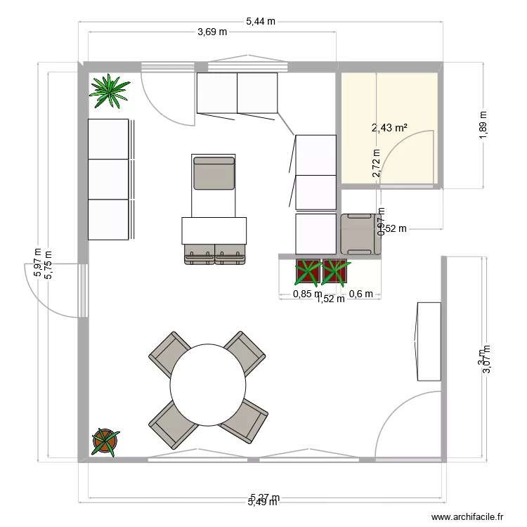 CAT. Plan de 1  et 2 m²