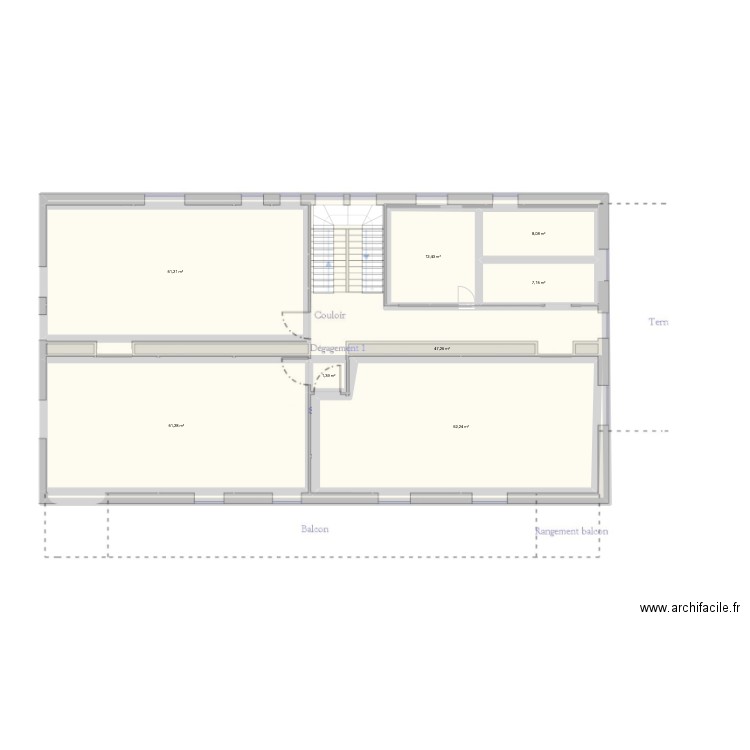 N+1. Plan de 8 pièces et 327 m2