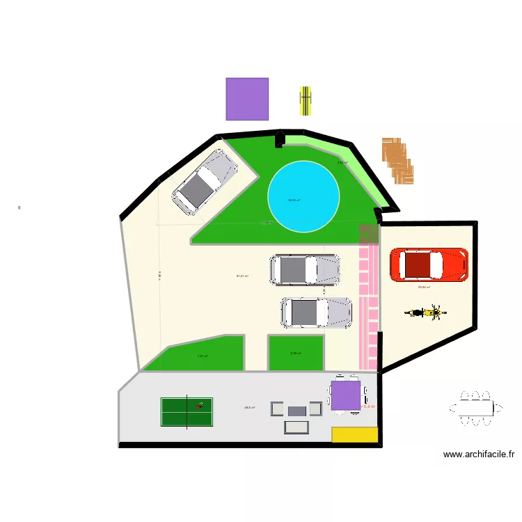 Ext&eacute;rieur Seb 2026-1. Plan de 7  et 223 m²