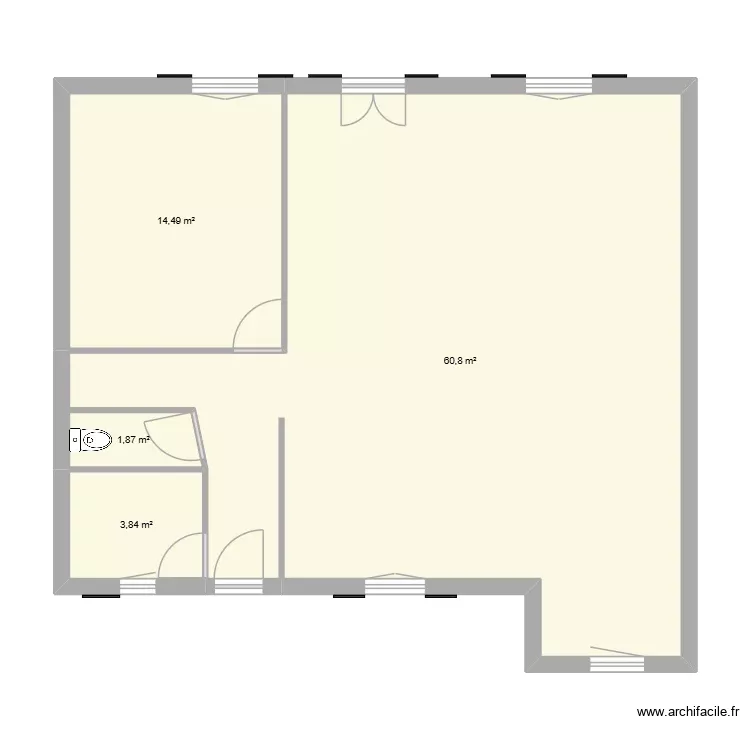 Fouquet / Lenoir interieur. Plan de 4 Pièces et 81 m²