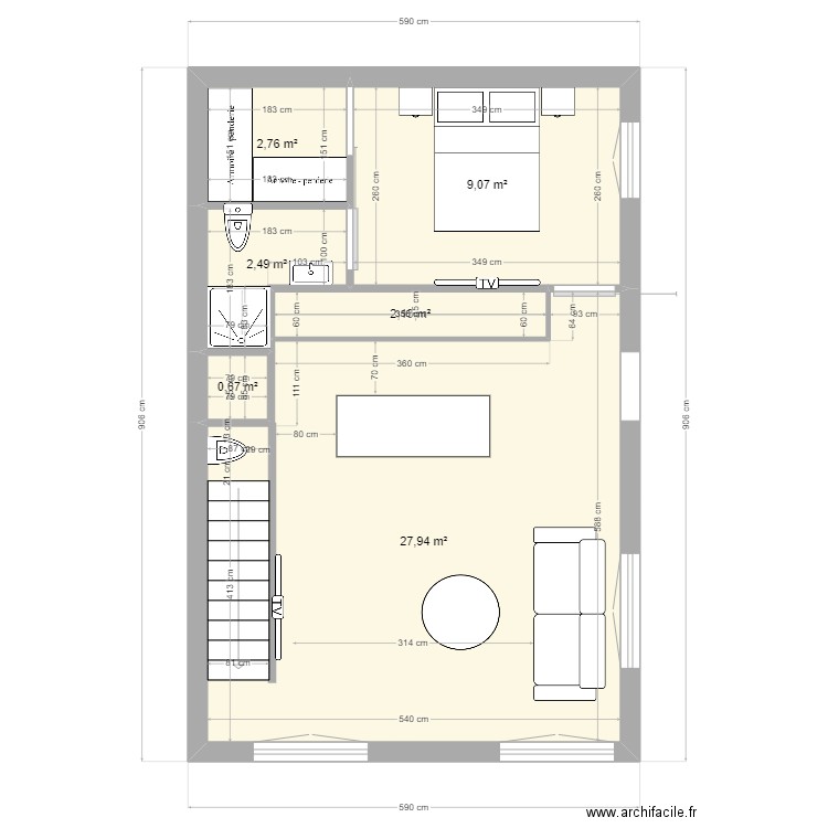 PROJET RDCH. Plan de 0 pièce et 0 m2
